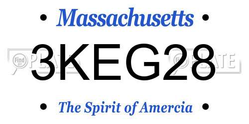 3KEG28 Massachusetts License Plate