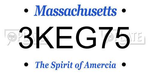 3KEG75 Massachusetts License Plate