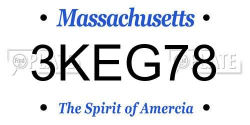3KEG78 Massachusetts License Plate