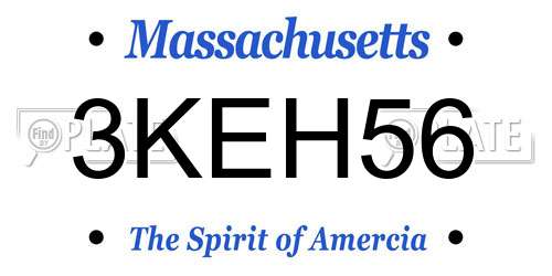 3KEH56 Massachusetts License Plate
