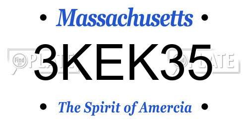 3KEK35 Massachusetts License Plate