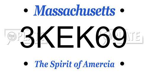 3KEK69 Massachusetts License Plate