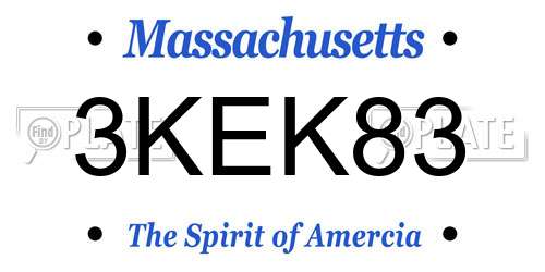 3KEK83 Massachusetts License Plate