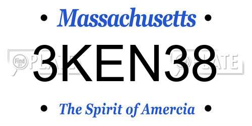 3KEN38 Massachusetts License Plate