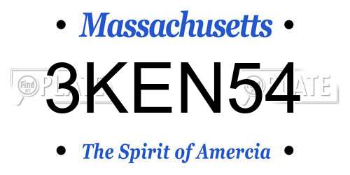 3KEN54 Massachusetts License Plate