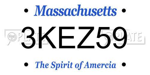 3KEZ59 Massachusetts License Plate