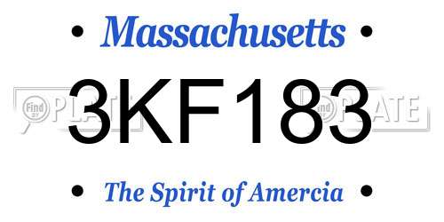 3KF183 Massachusetts License Plate