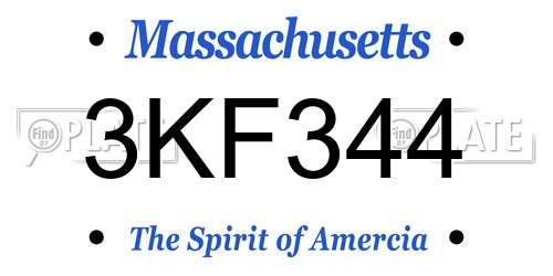 3KF344 Massachusetts License Plate