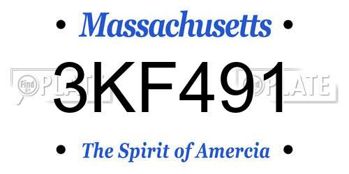 3KF491 Massachusetts License Plate