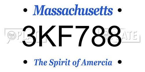 3KF788 Massachusetts License Plate