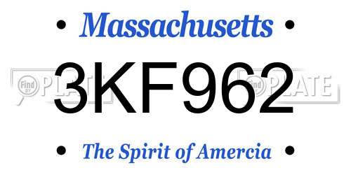 3KF962 Massachusetts License Plate
