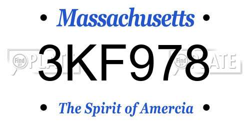 3KF978 Massachusetts License Plate