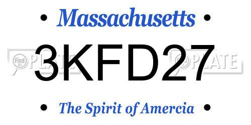 3KFD27 Massachusetts License Plate