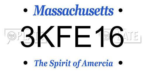 3KFE16 Massachusetts License Plate