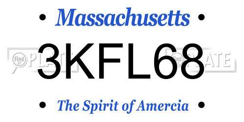 3KFL68 Massachusetts License Plate
