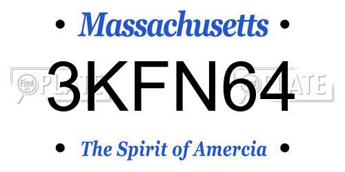 3KFN64 Massachusetts License Plate