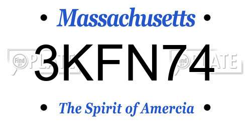 3KFN74 Massachusetts License Plate