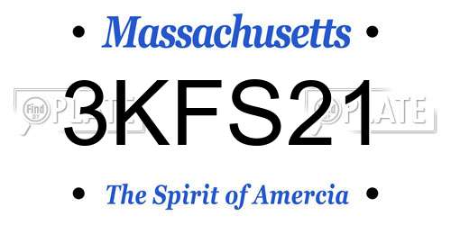3KFS21 Massachusetts License Plate