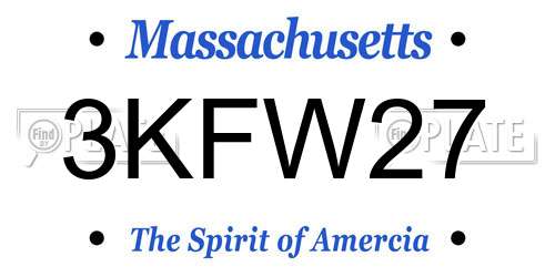 3KFW27 Massachusetts License Plate
