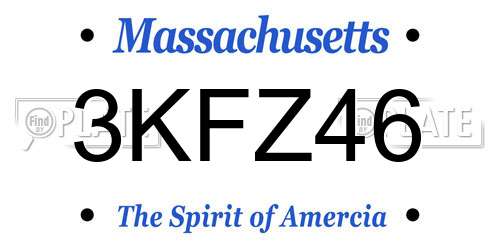3KFZ46 Massachusetts License Plate