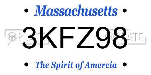 3KFZ98 Massachusetts License Plate