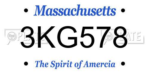 3KG578 Massachusetts License Plate