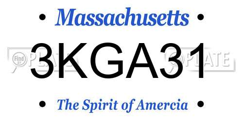 3KGA31 Massachusetts License Plate