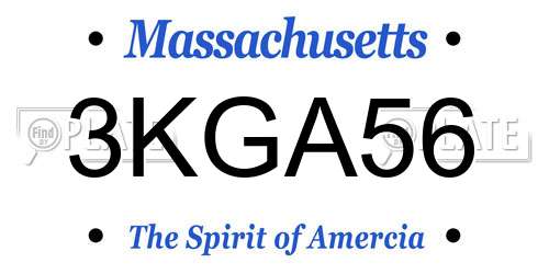 3KGA56 Massachusetts License Plate