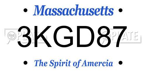 3KGD87 Massachusetts License Plate