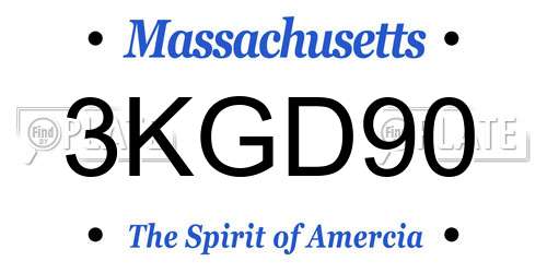 3KGD90 Massachusetts License Plate
