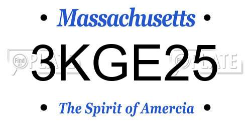 3KGE25 Massachusetts License Plate