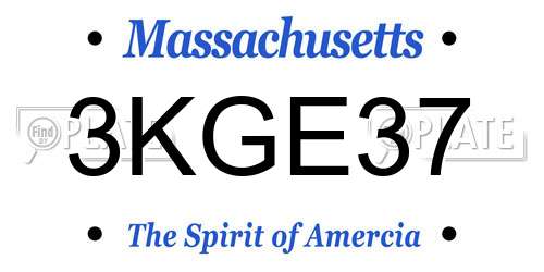3KGE37 Massachusetts License Plate