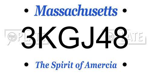 3KGJ48 Massachusetts License Plate
