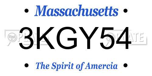 3KGY54 Massachusetts License Plate