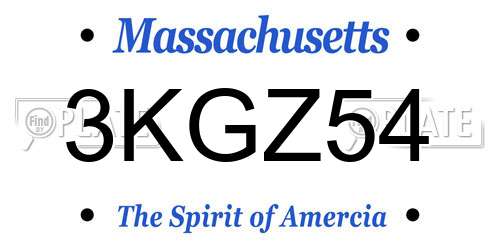 3KGZ54 Massachusetts License Plate