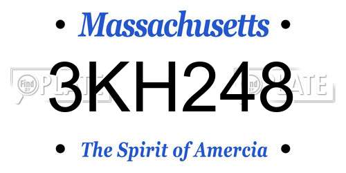 3KH248 Massachusetts License Plate