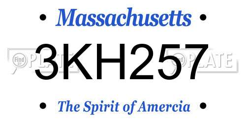 3KH257 Massachusetts License Plate