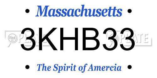 3KHB33 Massachusetts License Plate