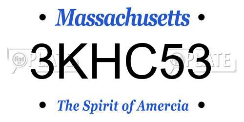 3KHC53 Massachusetts License Plate