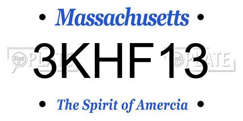 3KHF13 Massachusetts License Plate