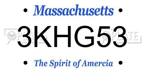 3KHG53 Massachusetts License Plate