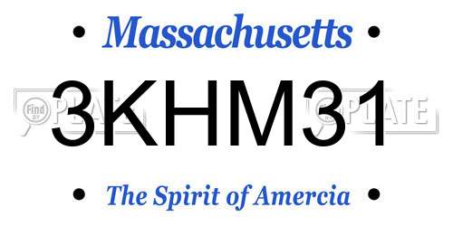 3KHM31 Massachusetts License Plate
