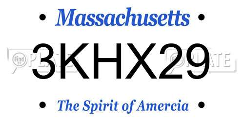 3KHX29 Massachusetts License Plate