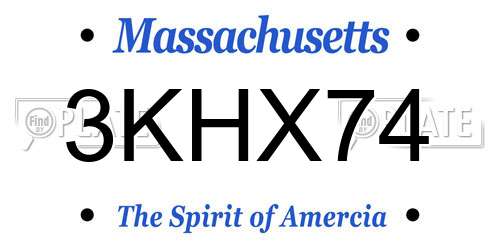 3KHX74 Massachusetts License Plate