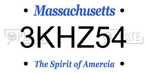 3KHZ54 Massachusetts License Plate