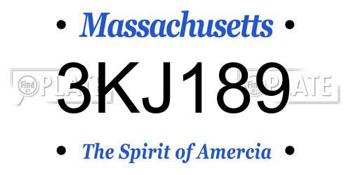 3KJ189 Massachusetts License Plate