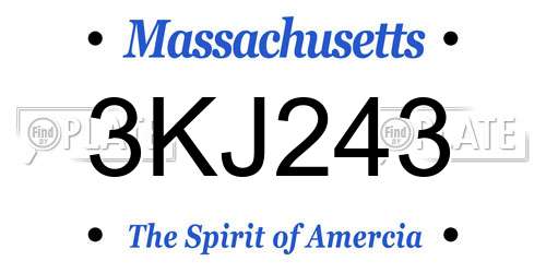 3KJ243 Massachusetts License Plate
