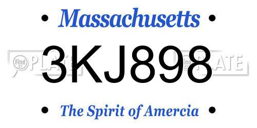 3KJ898 Massachusetts License Plate