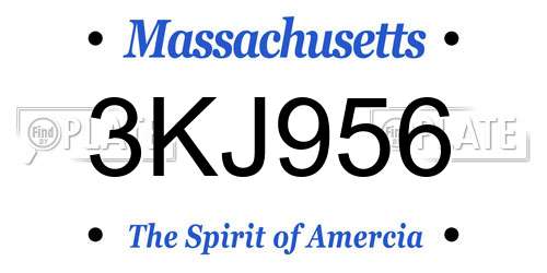 3KJ956 Massachusetts License Plate