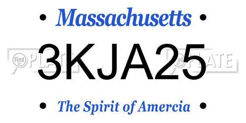 3KJA25 Massachusetts License Plate